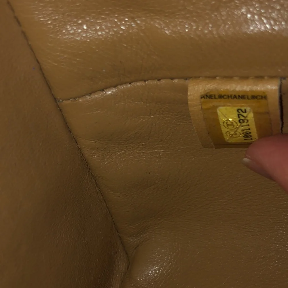 Vintage Chanel Beige Classic Medallion Quilted Caviar Tote Bag - Picture 10 of 15